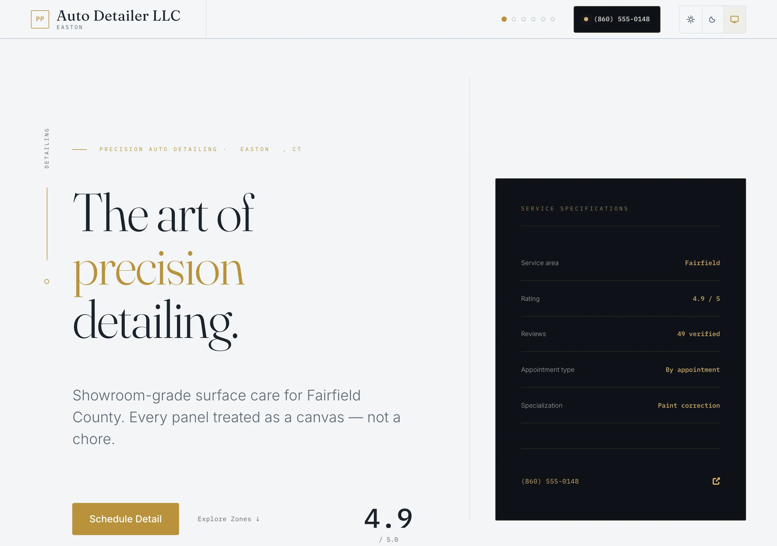 Signature website design for Auto Detailing