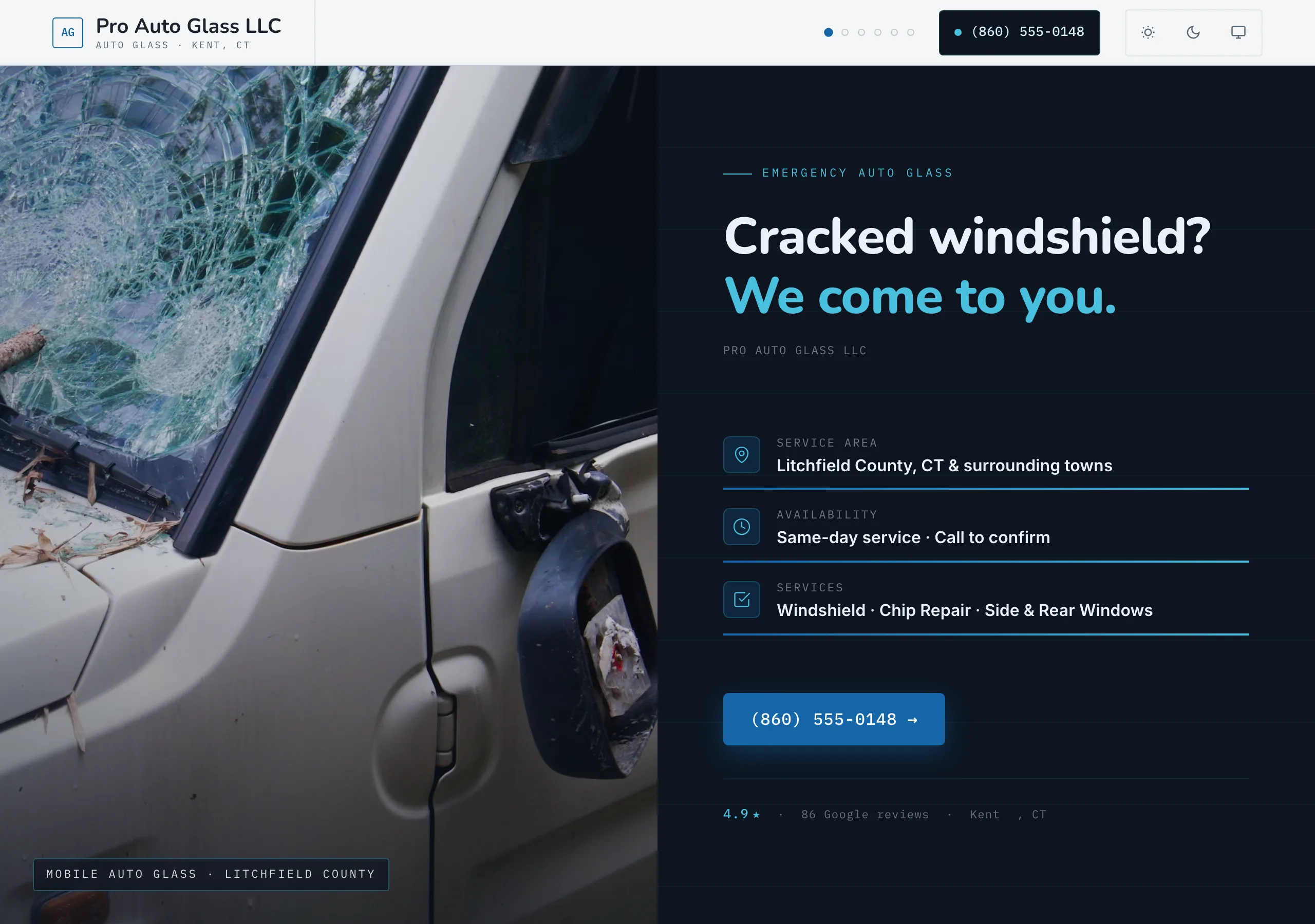 Signature website design for Auto Glass