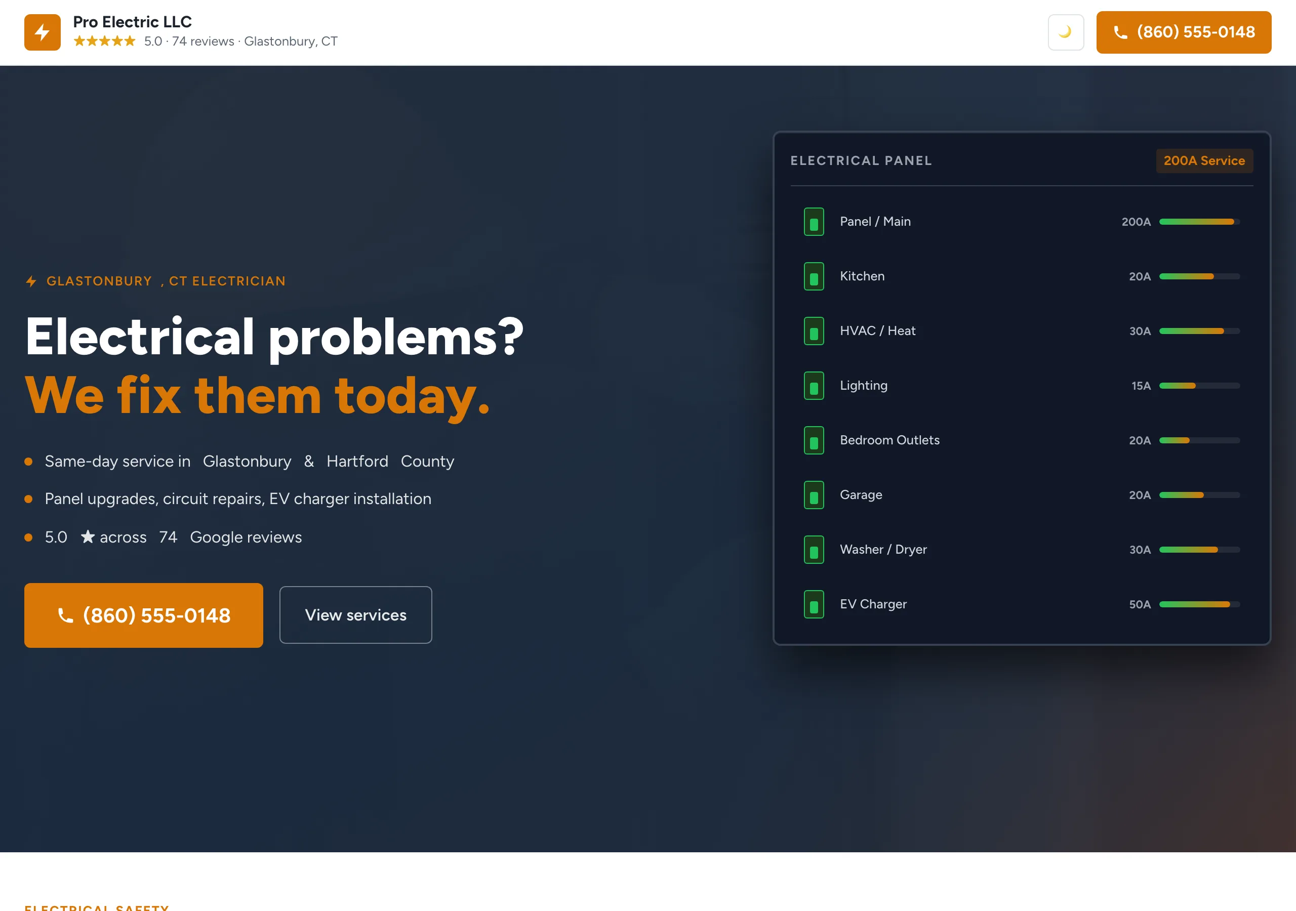 Signature website design for Electrician