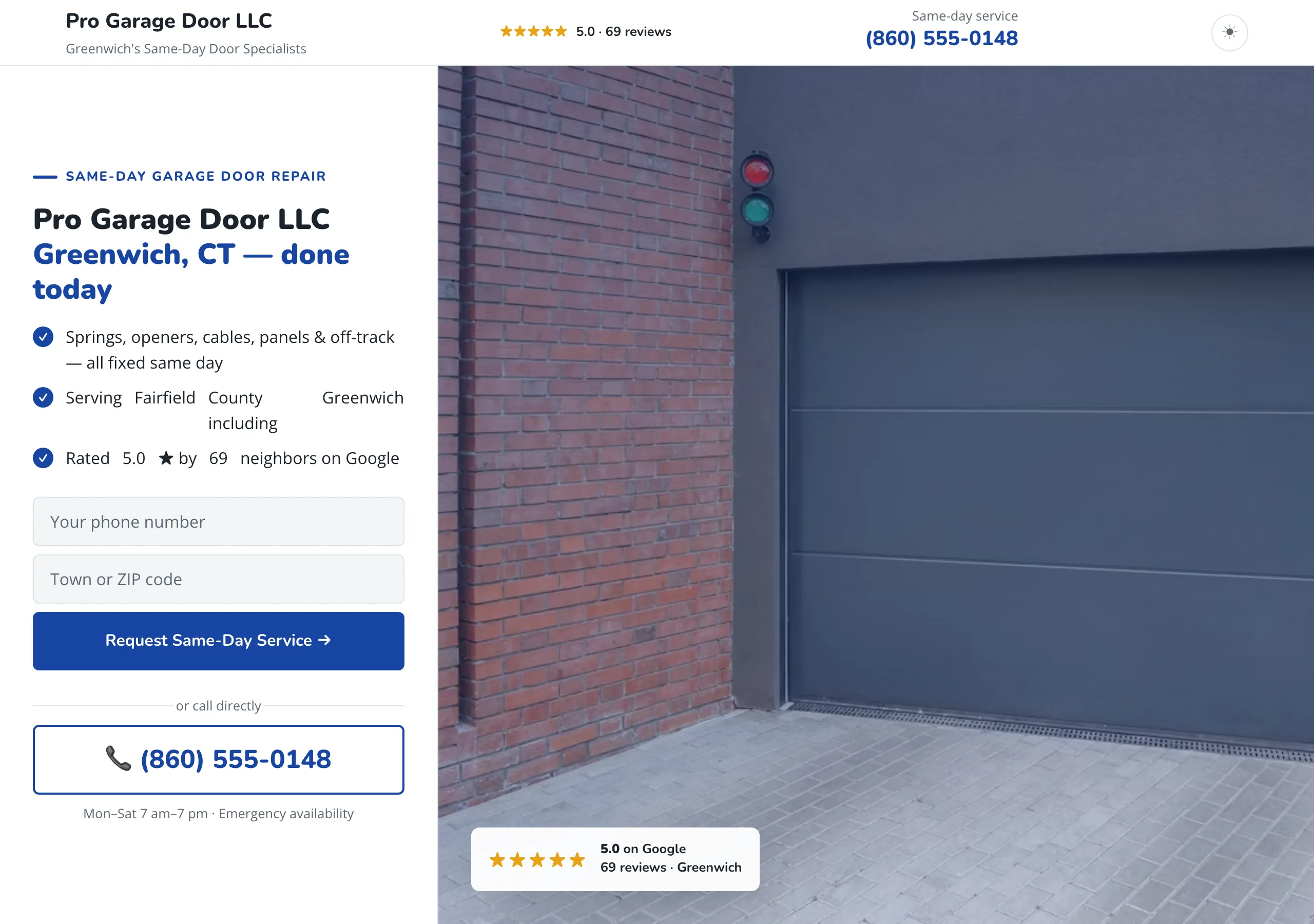 Signature website design for Garage Door