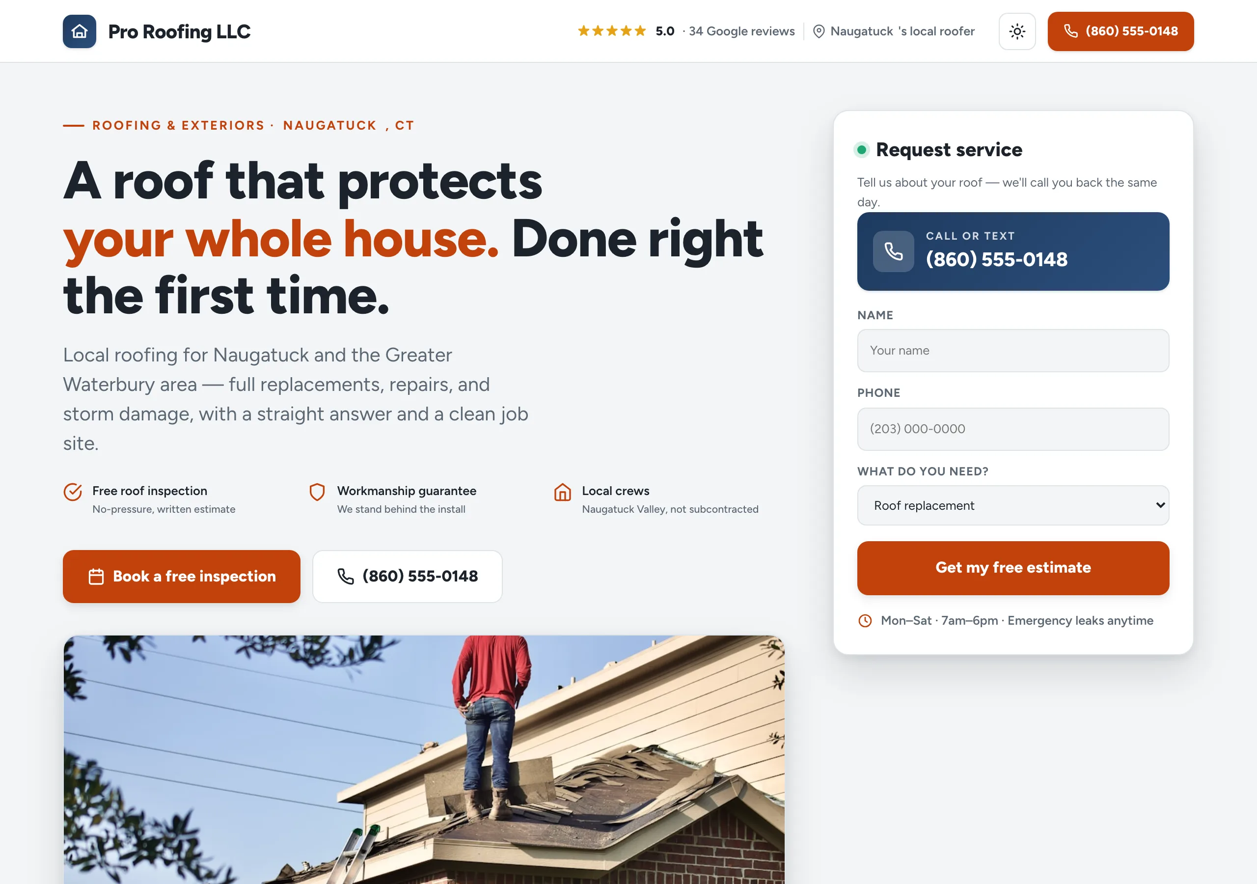 Signature website design for Roofing