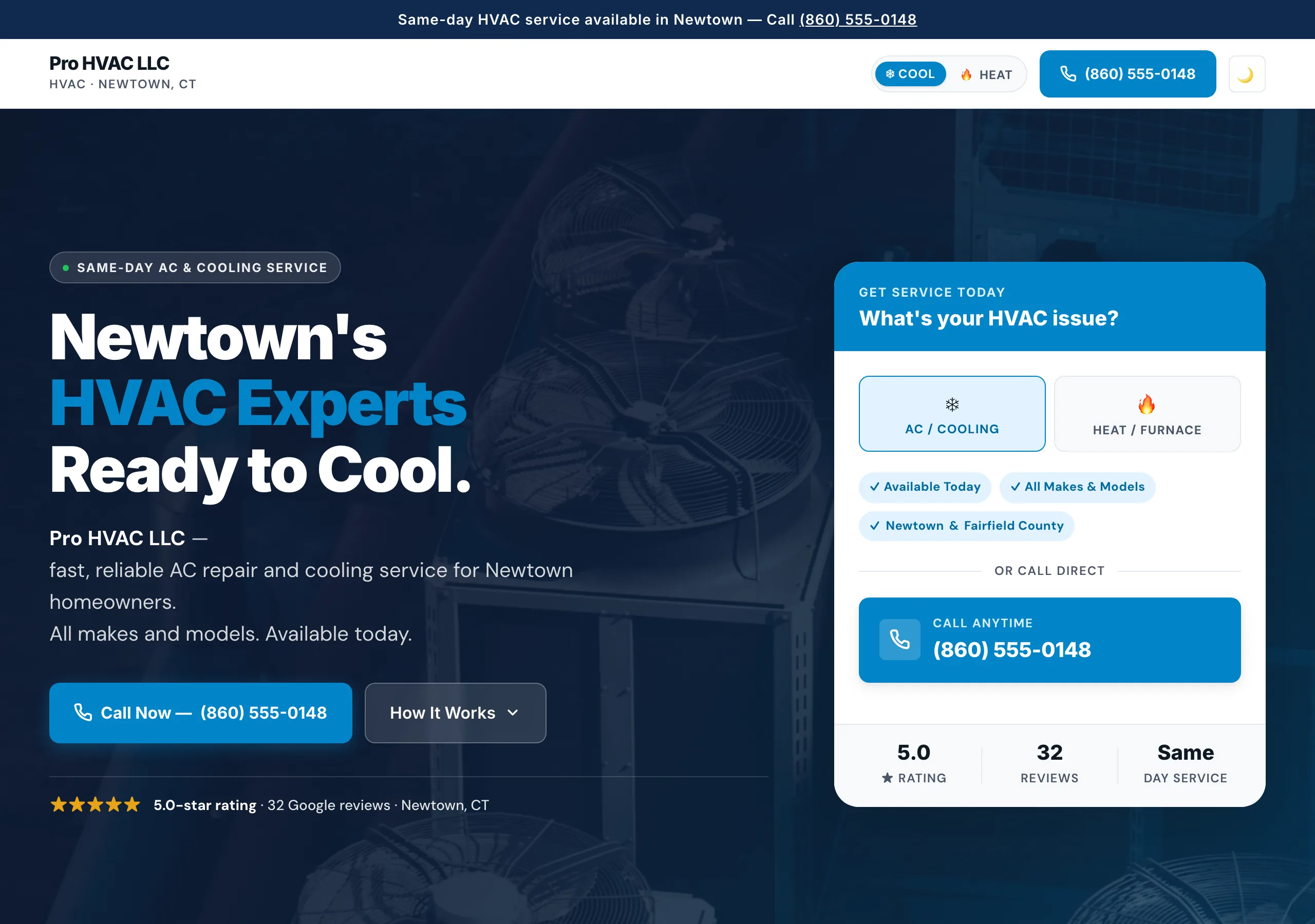 HVAC company website design from the AV Boost gallery — Classic series