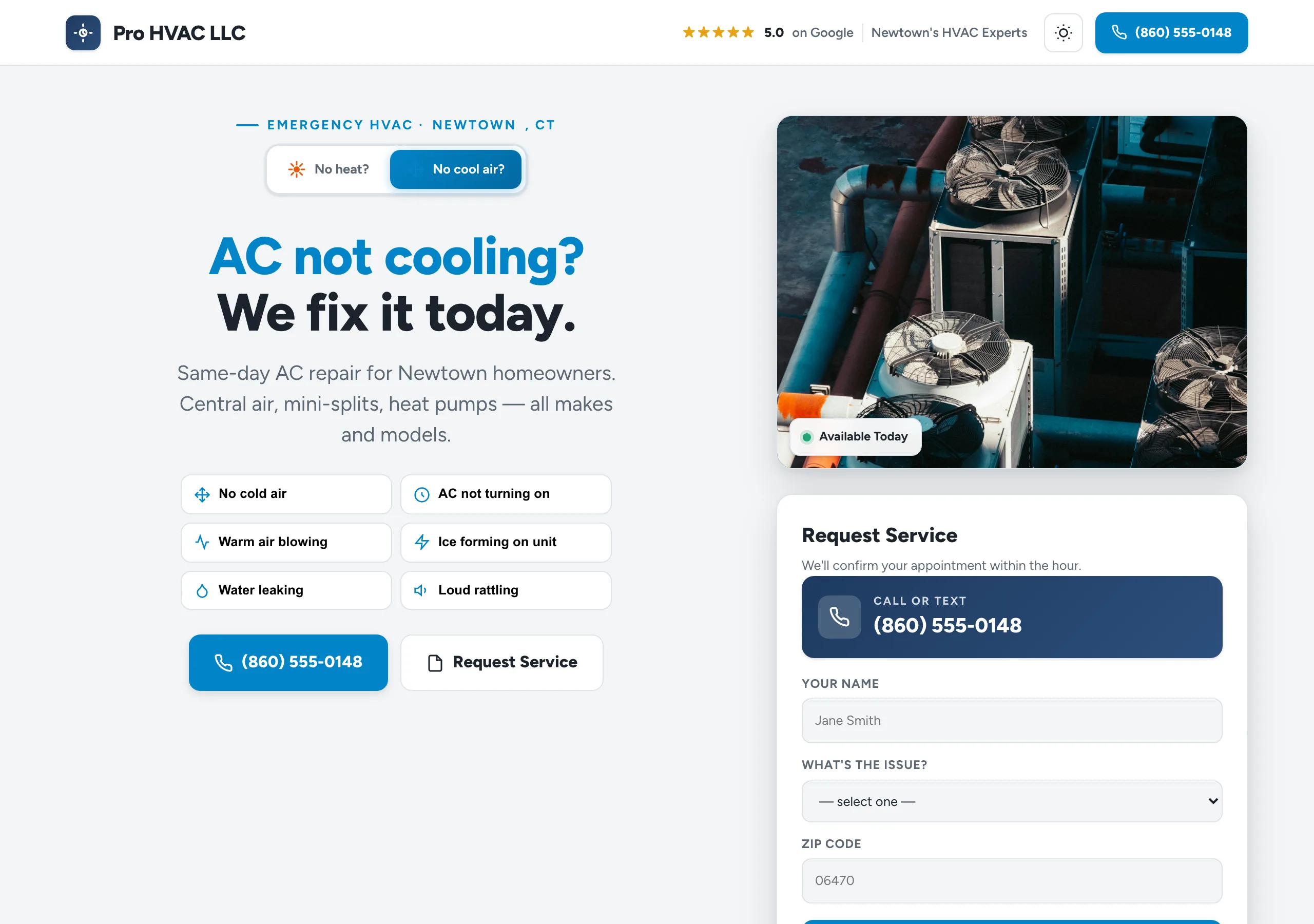 Signature website design for HVAC