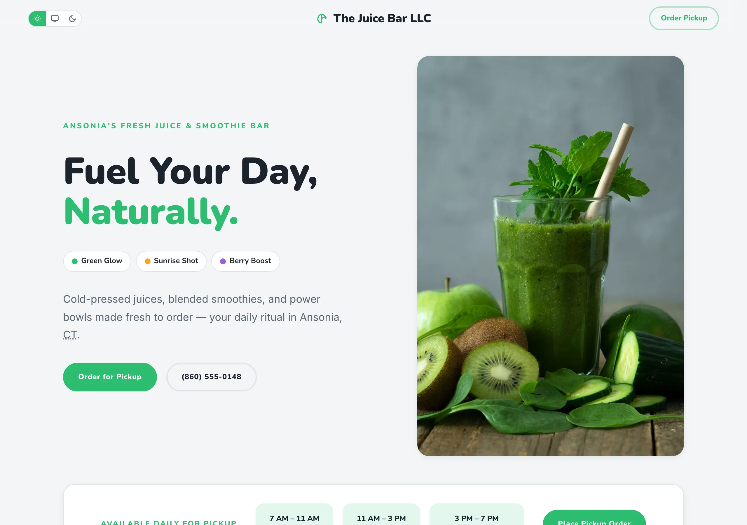 Signature website design for Juice Bars