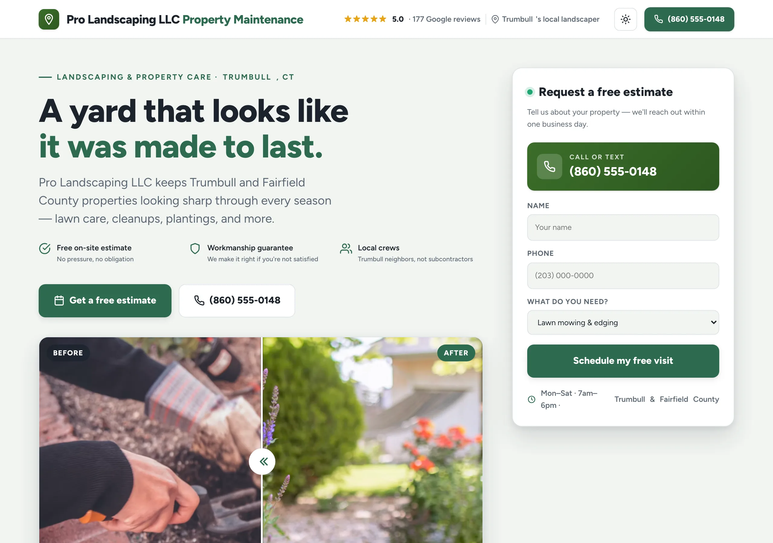 Signature website design for Landscaper