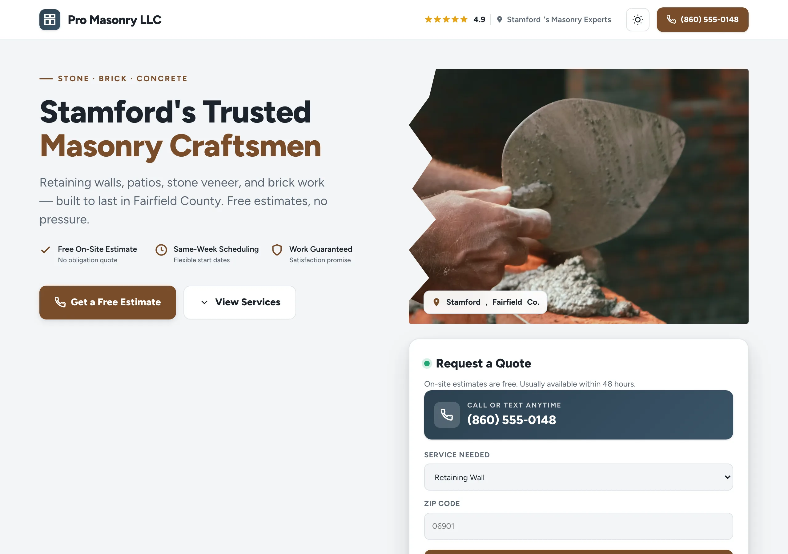 Signature website design for Masonry