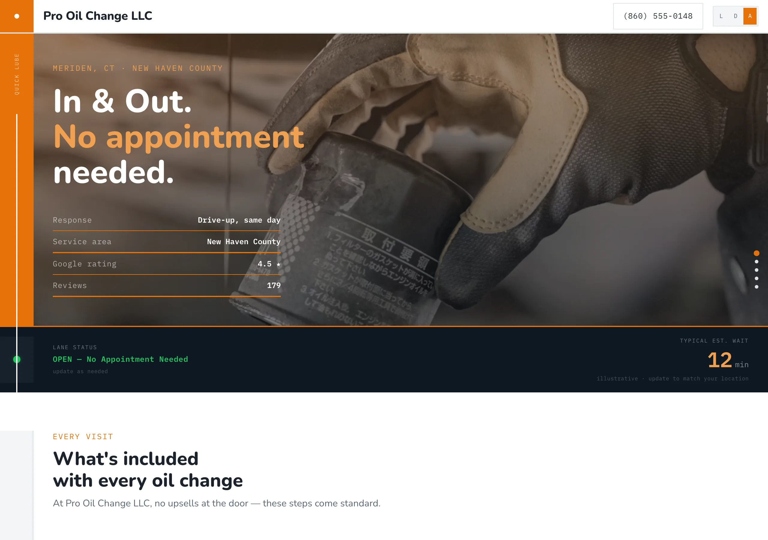 Signature website design for Oil Change