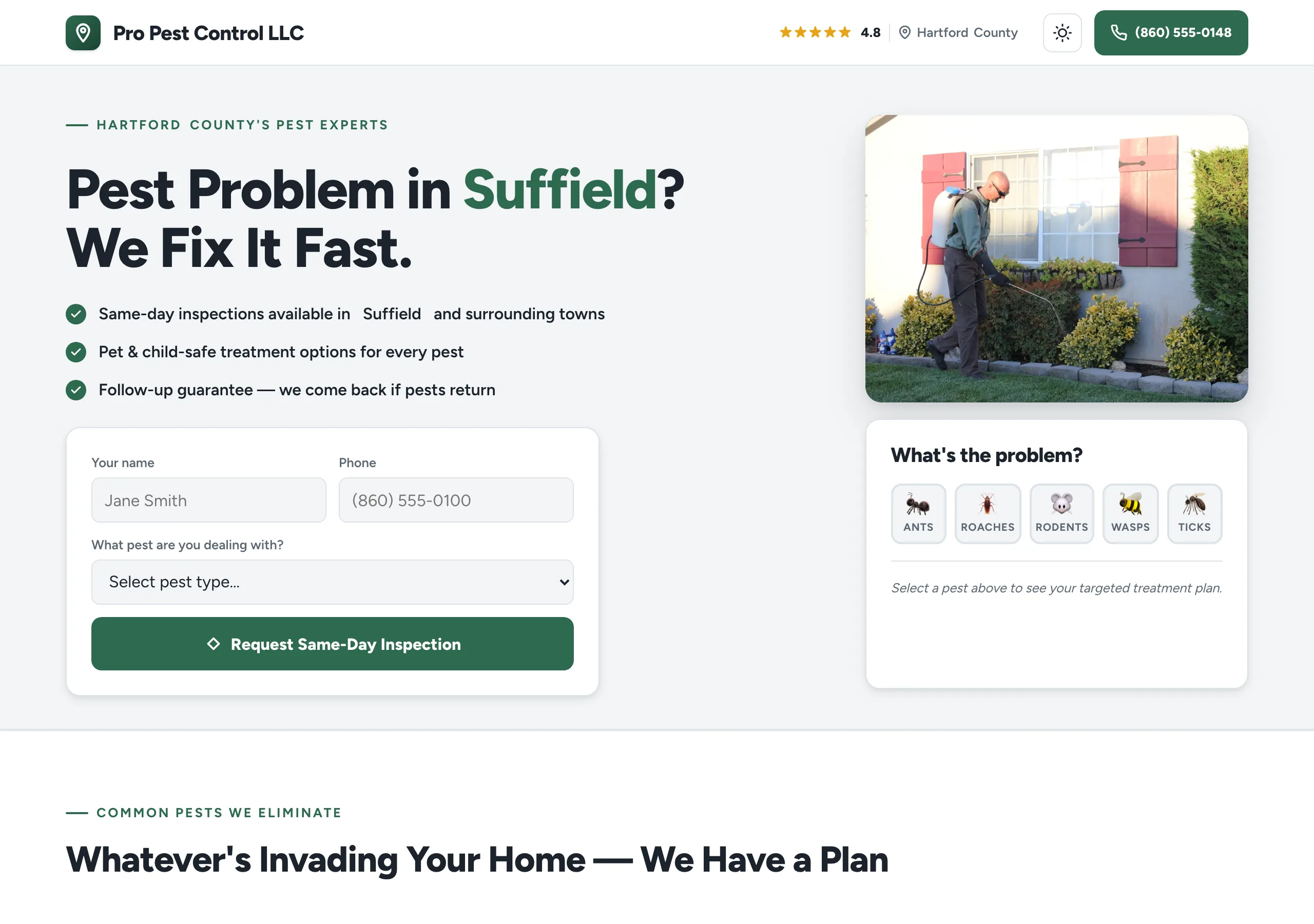 Signature website design for Pest Control