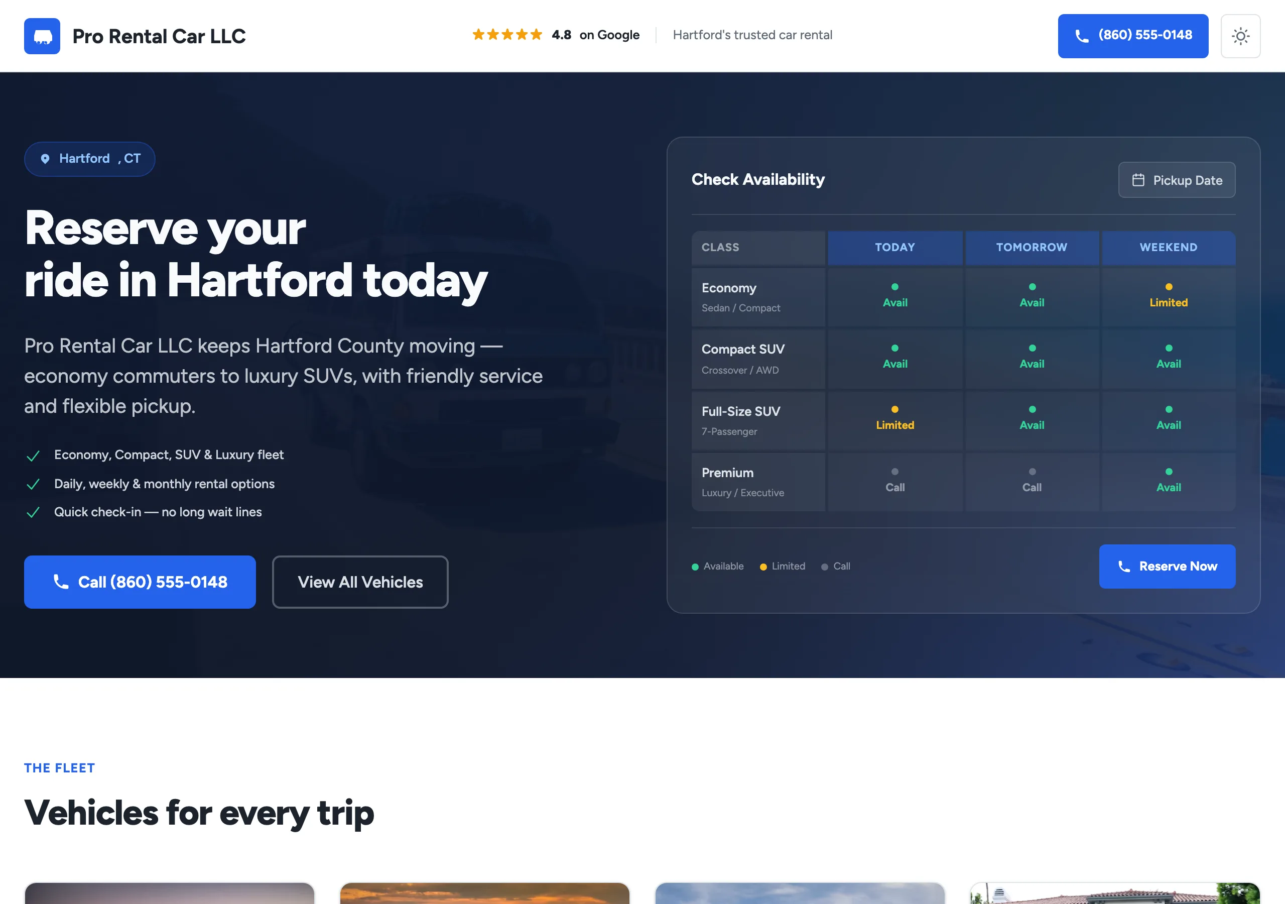 Signature website design for Rental Car