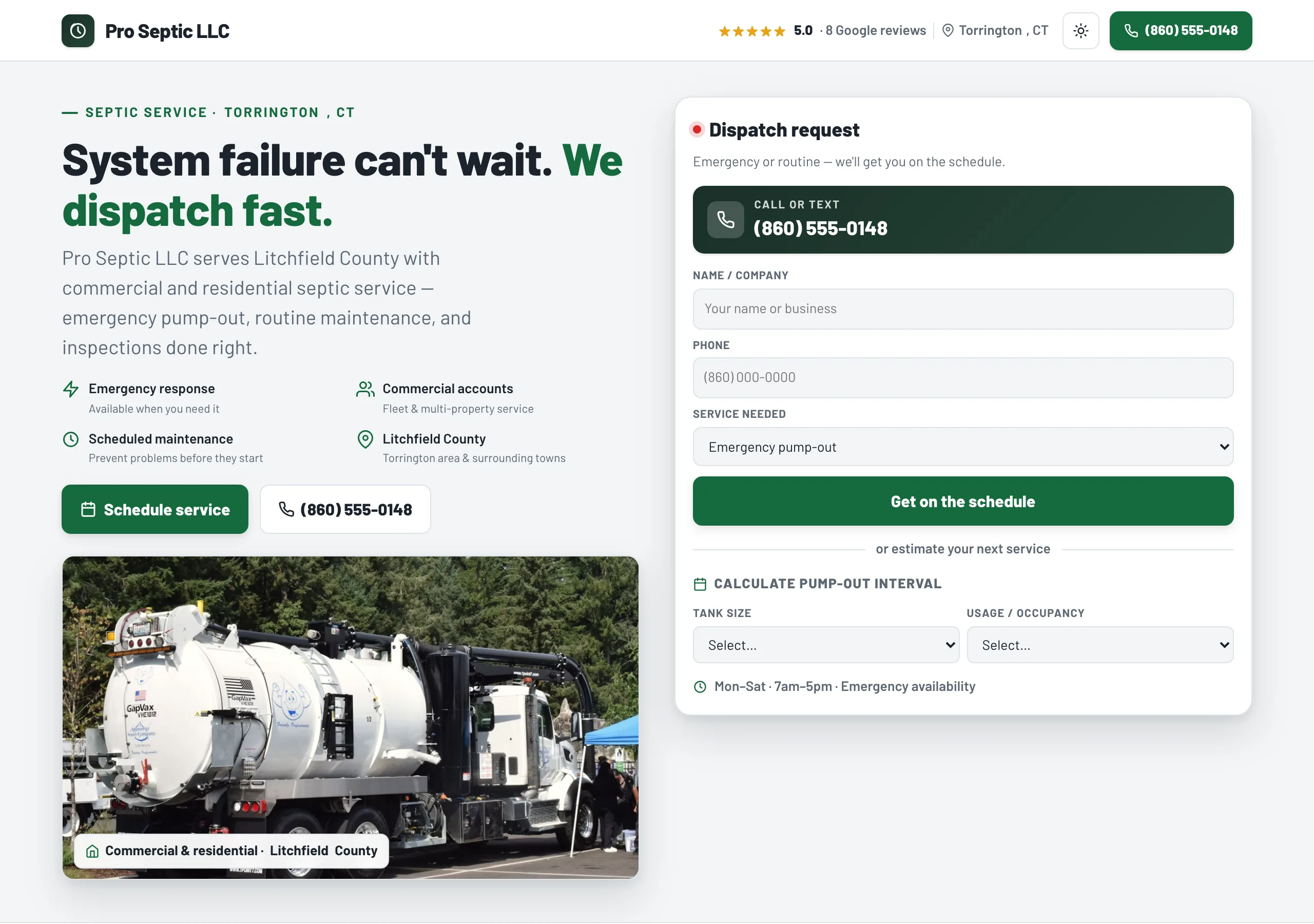 Signature website design for Septic