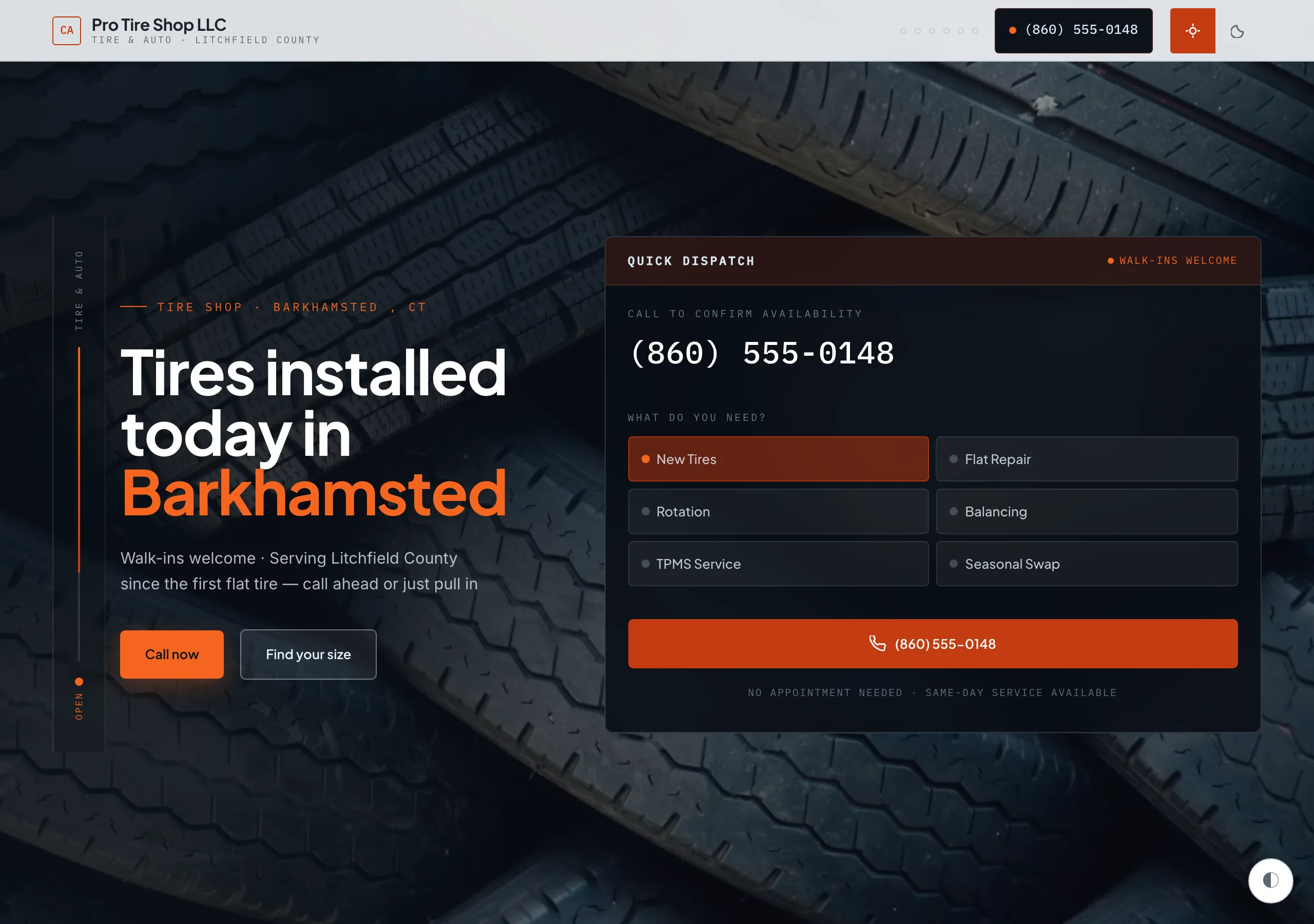 Signature website design for Tire Shops