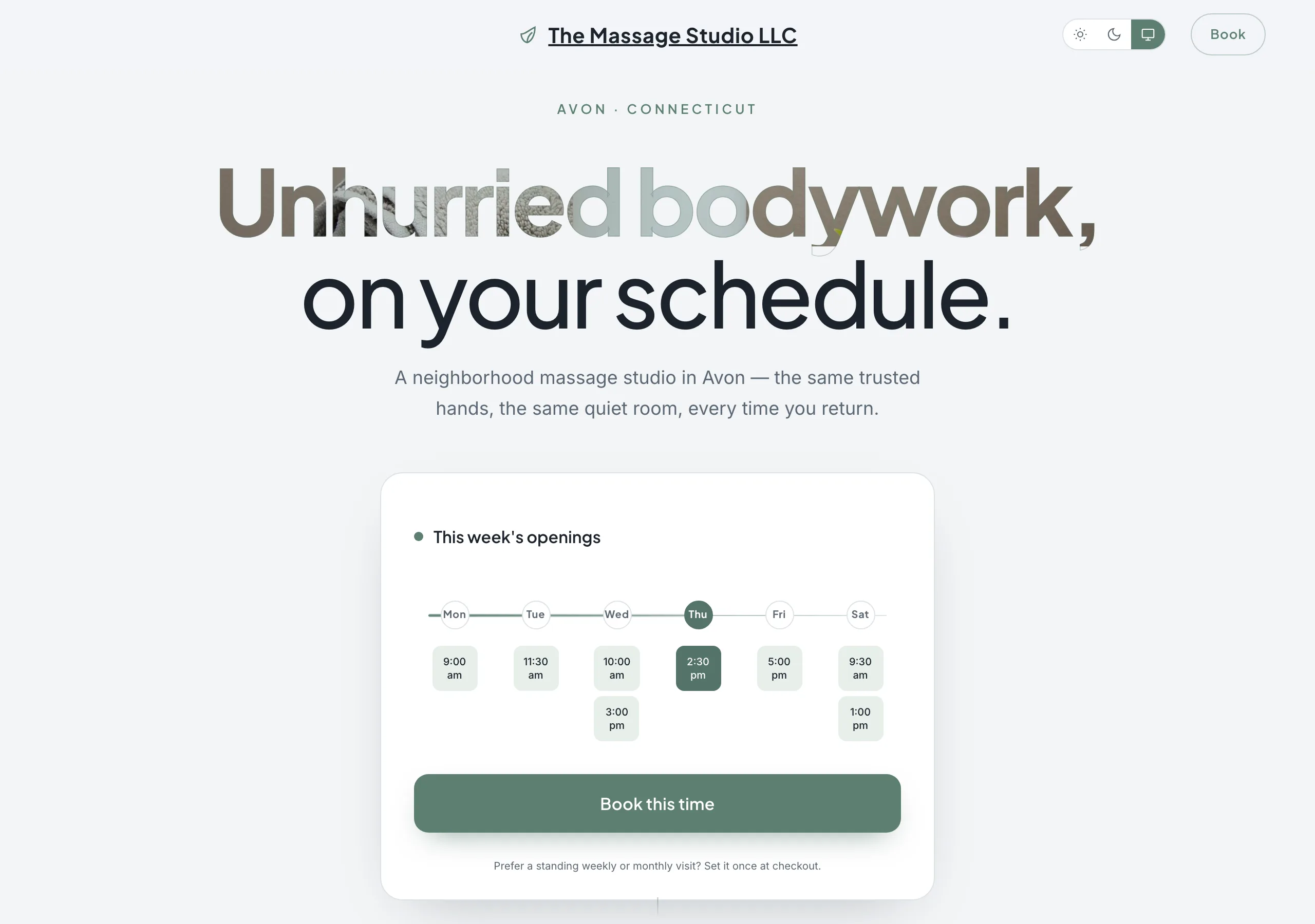 Signature website design for Massage