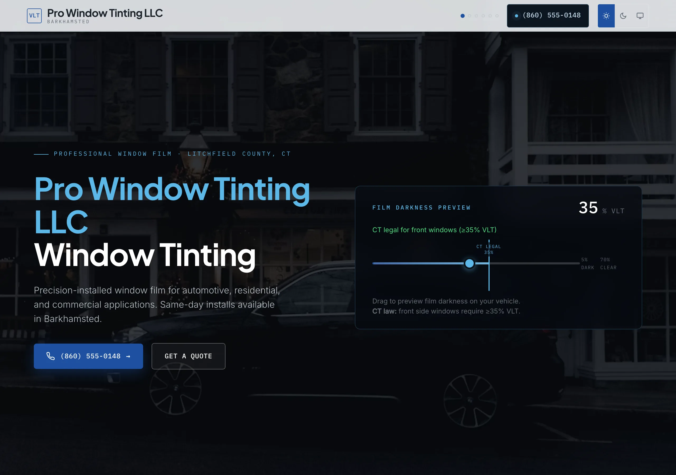 Signature website design for Window Tinting